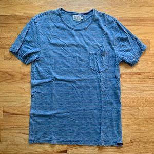 Mens Faherty Indigo Dyed Orange Striped Pocket Tee